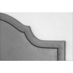 Cabeceira Queen Curva 160x60cm Luxo Estofada Com Tachas - Suede Cinza - 2