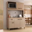 Ver imagem 1 de Cozinha Compacta 120cm 100% MDF 15cm 5 Portas e 1 Gaveta Marrom/Champagne/Rosé