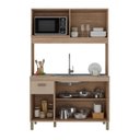Ver imagem 4 de Cozinha Compacta 120cm 100% MDF 15cm 5 Portas e 1 Gaveta Marrom/Champagne/Rosé