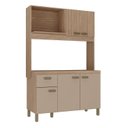 Ver imagem 2 de Cozinha Compacta 120cm 100% MDF 15cm 5 Portas e 1 Gaveta Marrom/Champagne/Rosé