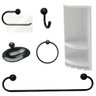Suporte de Canto Cantoneira Porta Shampoo Branco + Kit para Banheiro Redondo 5 Pçs Preto - 1