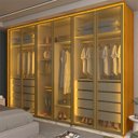 Ver imagem 1 de Guarda-Roupa Casal 6 Portas 6 Portas Reflecta com LED com Pés 100% MDF Splendor Marrom/Marrome