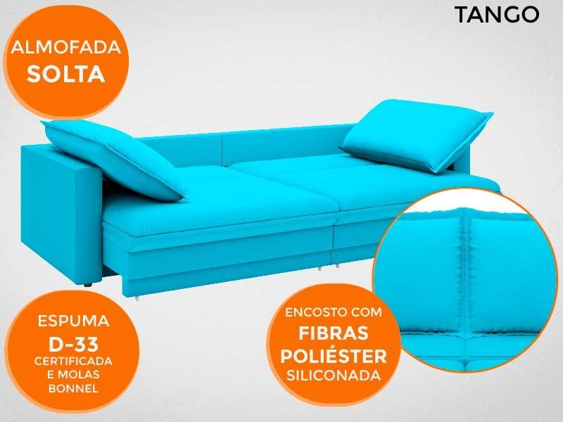 Sofá Tango 2,40M Sem Caixa, Retrátil e Reclinável Velosuede Turquesa - Netsofás - 4