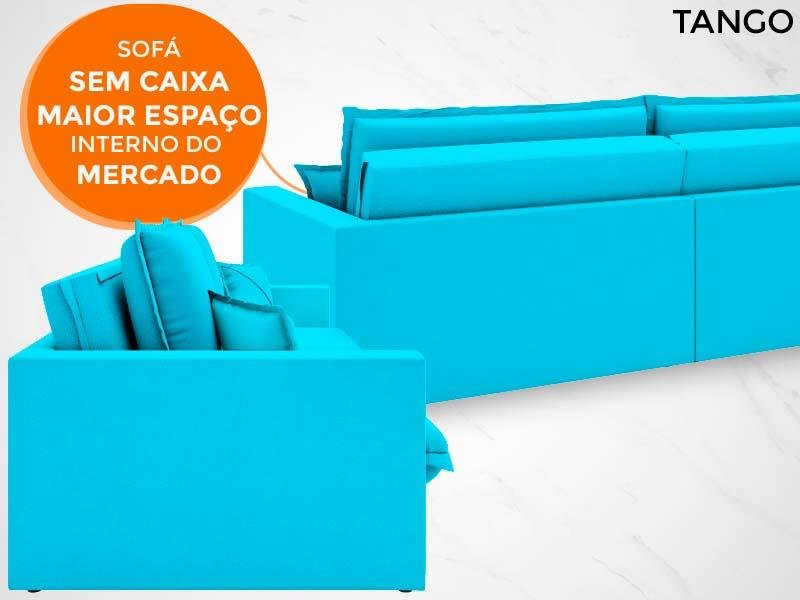 Sofá Tango 2,40M Sem Caixa, Retrátil e Reclinável Velosuede Turquesa - Netsofás - 3