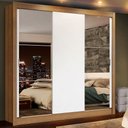 Ver imagem 1 de Guarda-Roupa Casal Madesa Lyon Plus 3 Portas de Correr com Espelhos 4 Gavetas Rustic/Branco Cor:Rust