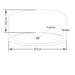 Plafon Cilíndrico Duplo Vivare Md-3008 Cúpula Forrada em Tecido 60x25cm - Bivolt - Rustico Bege / Br - 2