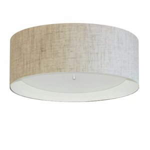 Plafon Cilíndrico Duplo Vivare Md-3008 Cúpula Forrada em Tecido 60x25cm - Bivolt - Rustico Bege / Br
