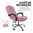 Ver imagem 4 de Cadeira de Escritório Presidente Reclinável Ergonômica - Rosa