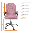 Ver imagem 7 de Cadeira de Escritório Presidente Reclinável Ergonômica - Rosa