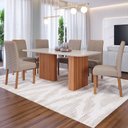 Ver imagem 1 de Mesa de Jantar 6 Lugares Ester Clarice com Vidro Ripado Cinamomo/off White/bege - Cimol