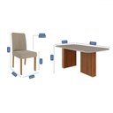 Ver imagem 3 de Mesa de Jantar 6 Lugares Ester Clarice com Vidro Ripado Cinamomo/off White/bege - Cimol