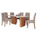 Ver imagem 2 de Mesa de Jantar 6 Lugares Ester Clarice com Vidro Ripado Cinamomo/off White/bege - Cimol