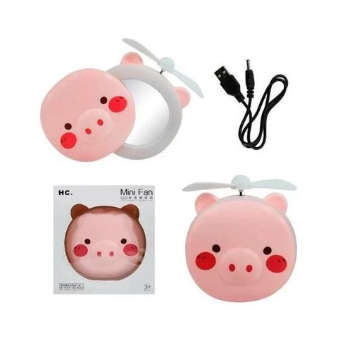Mini Espelho com Led Porquinho Hc Fan