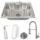 Ver imagem 1 de Kit Cuba 50x40 com Torneira Gourmet Inox Misturador Cor:inox Escovado