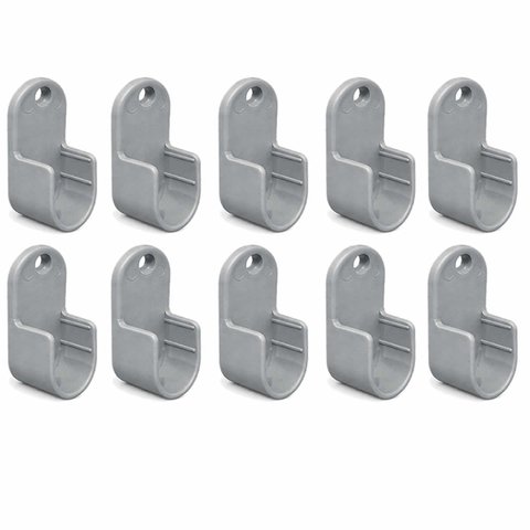 10 Suporte Cabideiro Tubo Oblongo Oval Armário Guarda Roupa - Cinza