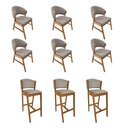 Ver imagem 1 de Kit 6 Cadeiras de Jantar Debora Madeira Maciça com 3 Banquetas Ana Cerejeira Premium Linho Bege