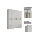 Ver imagem 5 de Guarda Roupa Solteiro 6 Portas e 4 Gavetas Canadá Plus Cinamomo/off White - Conquista