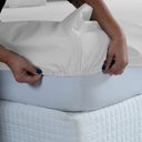 Ver imagem 2 de Lençol Cama Solteiro 100% Algodão com Elástico Percal 300 Fios Hotel Pousada:branco
