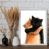 Quadro Decorativo Gatinhos Abraçados 45x34cm - com Vidro:moldura Branca - 2