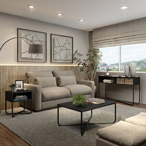 Mesa de Centro Connect Design Contemporâneo 90 x 41,5 cm: Preto com preto