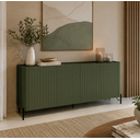 Ver imagem 1 de Balcão Buffet p/ Sala Porta Brise 180cm Pés Metal 100% MDF Cor:Musgo com Preto
