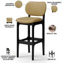 Ver imagem 3 de Kit 6 Banquetas Alta Bar Cozinha Sala Jantar Fixa Betta L02 Preto Couríssimo Casco Fendi - Lyam Deco