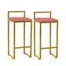 Kit 2 Banquetas Altas Industrial em Aço Jade Dourado Assento Suede Rose Gold - 1