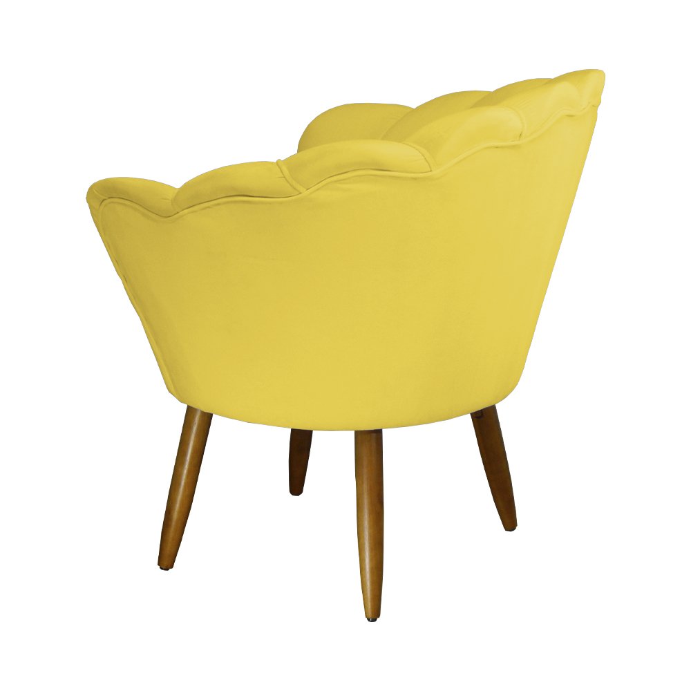 Kit 2 Poltronas Decorativa Pétala Pés Palito Suede Amarelo - Ds Estofados - 5