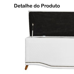 Calçadeira Recamier Baú Casal King 195cm Greta Suede Branco - DS Estofados - 3