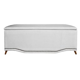 Calçadeira Recamier Baú Casal King 195cm Greta Suede Branco - DS Estofados - 1