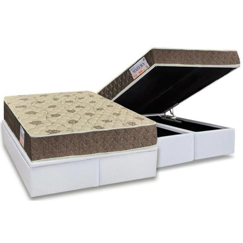 Cama Box Baú King: Colchão Espuma D33 Orthoflex / Ep Matera + Base Crc Courano White(193x203)