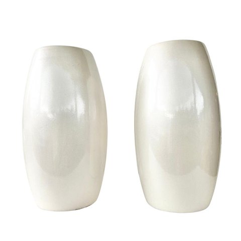 Dupla centro de mesa liso moderno na cor branco pérola