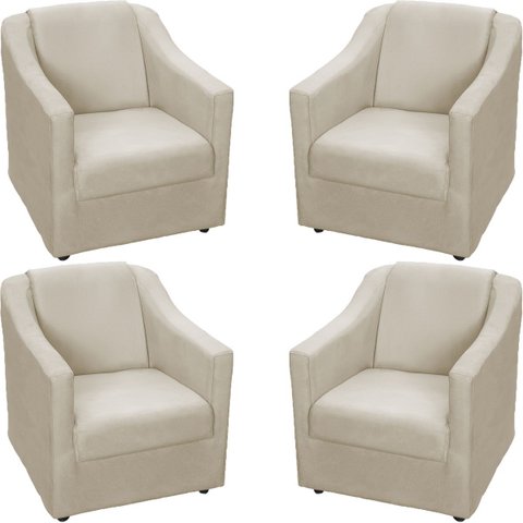 Kit 4 Poltronas Decorativas para Sala Recepção Consultório Manicure Cadeira Mila Suede