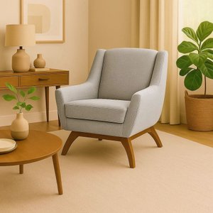 Poltrona Dekorien Juliet Premium Linho Cinza Claro Alto Acabamento