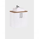 Ver mais imagens de Gabinete para Banheiro com Cuba e Espelho com Led 60cm Mdf Freijo com Branco Paris - On Móveis