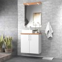 Ver imagem 1 de Gabinete para Banheiro com Cuba e Espelho com Led 60cm Mdf Freijo com Branco Paris - On Móveis