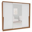 Ver imagem 2 de Guarda-roupa Casal Porto 3 Portas 4 Gavetas com Espelho Freijó/branco - Politorno