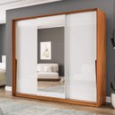 Ver imagem 1 de Guarda-roupa Casal Porto 3 Portas 4 Gavetas com Espelho Freijó/branco - Politorno