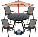 Ver imagem 1 de Conjunto de Mesa Praia com Tampo Ripado 4 Cadeiras e Ombrelone
