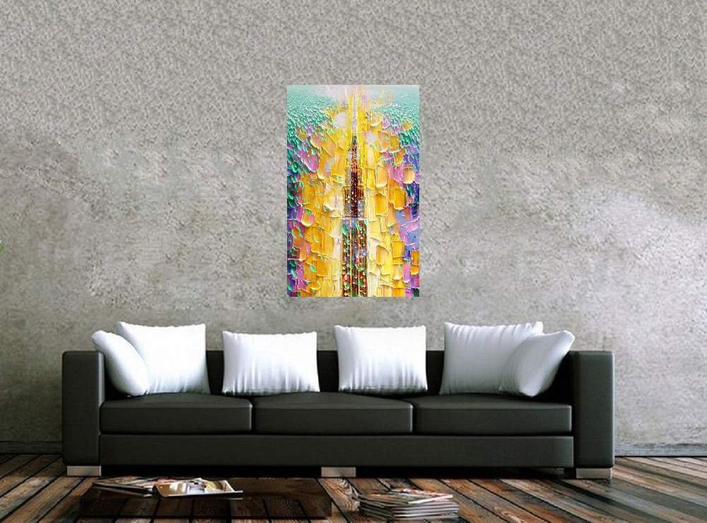Quadro Pintura Tela Cidade Paisagem Urbana 2440: 90cm (A) x 60cm (L) - 2