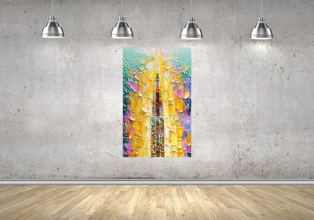 Quadro Pintura Tela Cidade Paisagem Urbana 2440: 90cm (A) x 60cm (L) - 4