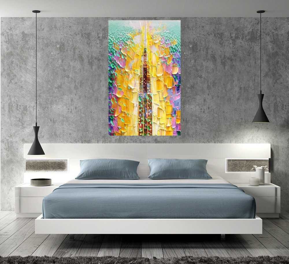 Quadro Pintura Tela Cidade Paisagem Urbana 2440: 90cm (A) x 60cm (L) - 5