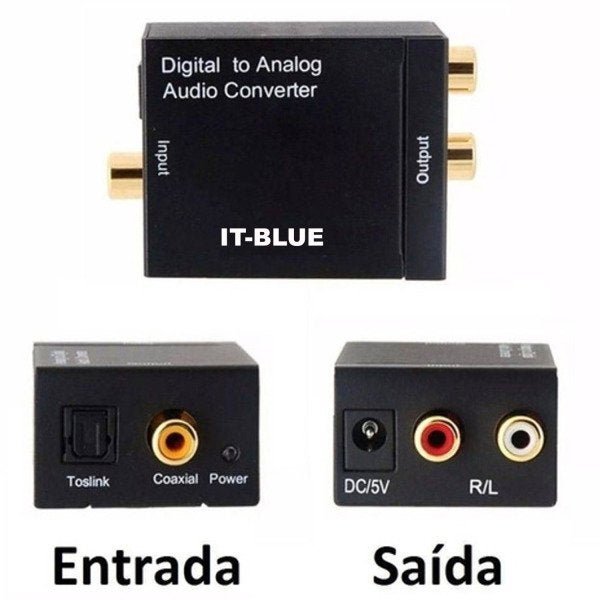 Conversor Digital para Analógico RCA Converte Áudio Optico Toslink Coaxial para R/L - 4
