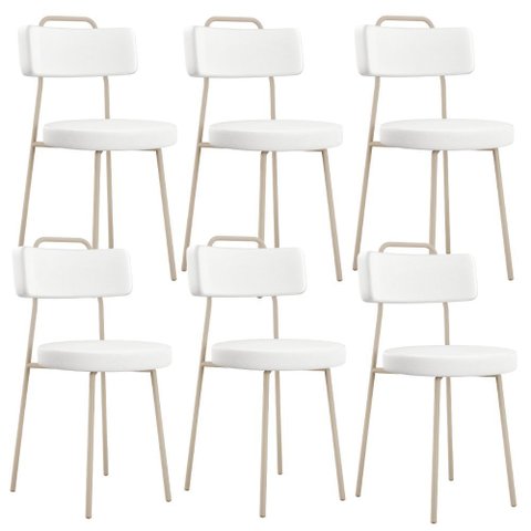 Kit 06 Cadeiras Decorativas Estofada Sala Jantar Barcelona Arena L02 Facto Branco - Lyam