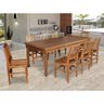 Conjunto Jantar Mesa Rústica Franscisca 220x100 Madeira Maciça com 8 Cadeira Ripada Confort Castanho - 1