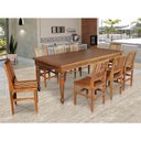 Ver imagem 1 de Conjunto Jantar Mesa Rústica Franscisca 220x100 Madeira Maciça com 8 Cadeira Ripada Confort Castanho