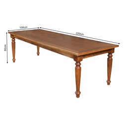 Conjunto Jantar Mesa Rústica Franscisca 220x100 Madeira Maciça com 8 Cadeira Ripada Confort Castanho - 5