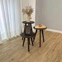 Ver imagem 4 de Trio de Mesas Lateral Redondas com Pé Palito de Madeira Tabaco