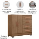 Ver imagem 5 de Cômoda Sapateira para Quarto 2 Portas 4 Gavetas Lisa Carvalho Oak