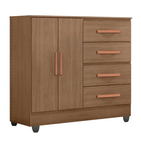 Cômoda Sapateira para Quarto 2 Portas 4 Gavetas Lisa Carvalho Oak